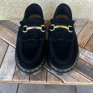 Dr. Martens Black Loafers with Gold Accents